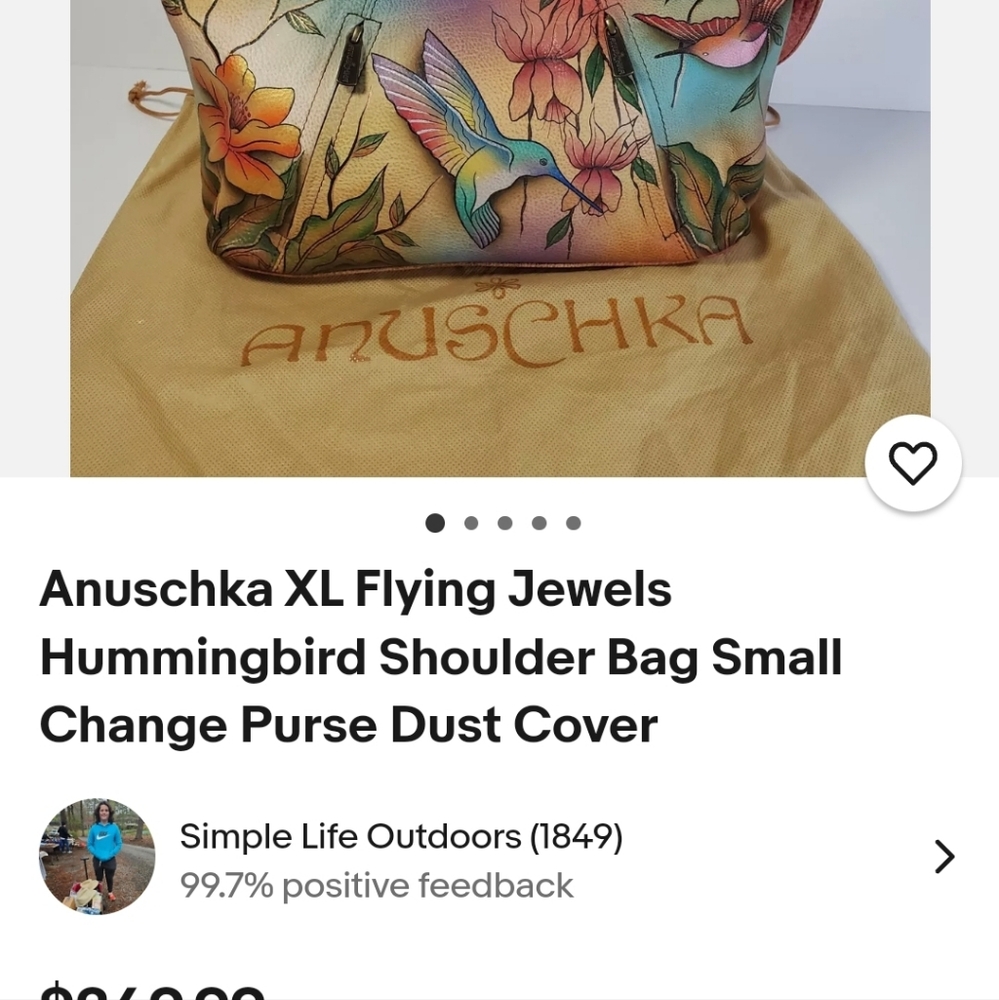 Anushka Hand Painted Hummingbird Purse - Picture 5 of 5